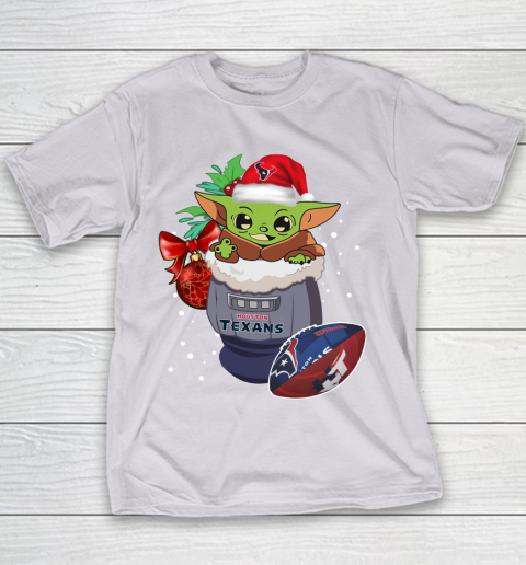 Houston Texans Christmas Baby Yoda Star Wars Funny Happy NFL Youth T-Shirt 5