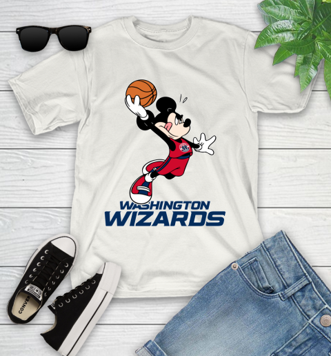 NBA Basketball Washington Wizards Cheerful Mickey Mouse Shirt Youth T-Shirt 2