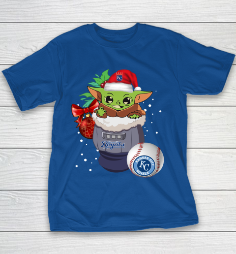 Kansas City Royals Christmas Baby Yoda Star Wars Funny Happy MLB Youth T-Shirt 8