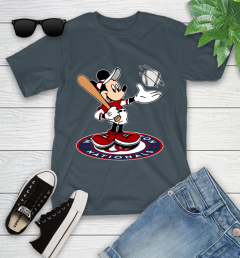 MLB Baseball Washington Nationals Cheerful Mickey Disney Shirt Youth T-Shirt 8