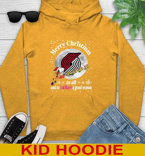 Portland Trail Blazers Merry Christmas To All And To Trail Blazers A Good Season NBA Basketball Sports Youth Hoodie 2
