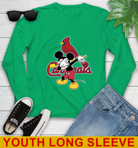 St.Louis Cardinals MLB Baseball Dabbing Mickey Disney Sports Youth Long Sleeve 7