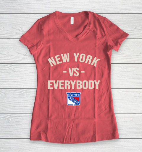 New York Rangers Vs Everybody Women's V-Neck T-Shirt 4