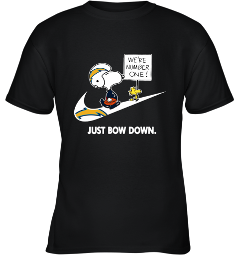 Los Angeles Chargers Are Number One – Just Bow Down Snoopy Youth T-Shirt