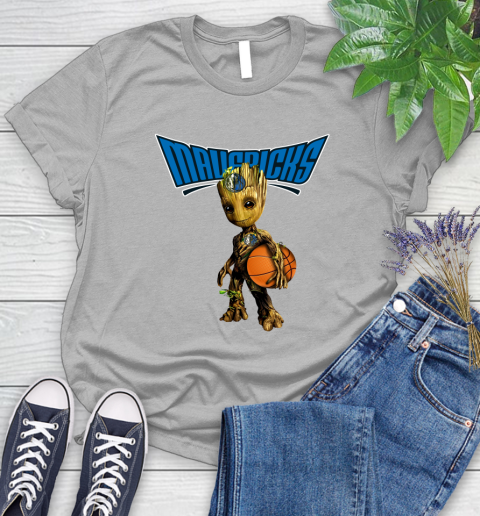 Dallas Mavericks NBA Basketball Groot Marvel Guardians Of The Galaxy Women's T-Shirt 5