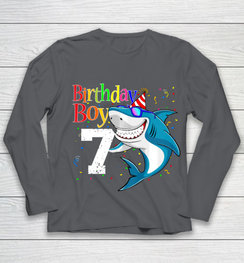 Kids 7th Birthday Boy Shark Shirts 7 Jaw Some Four Tees Boys 7 Years Old Youth Long Sleeve 6