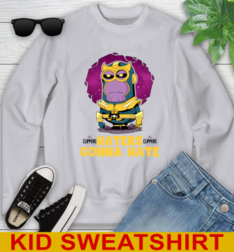 NBA Basketball LA Clippers Haters Gonna Hate Thanos Minion Marvel Shirt Youth Sweatshirt - Image 5