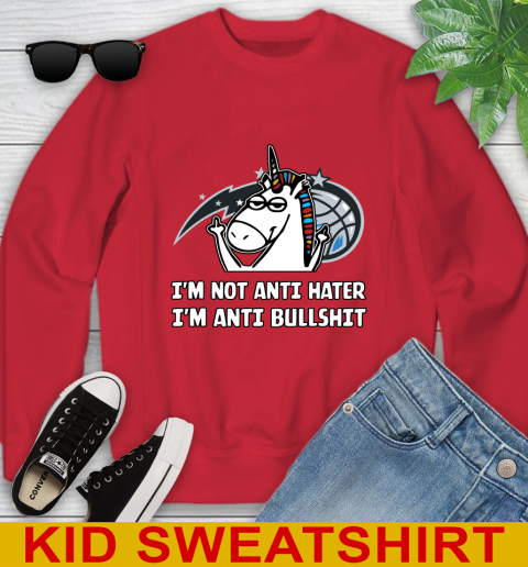 Orlando Magic NBA Basketball Unicorn I'm Not Anti Hater I'm Anti Bullshit Youth Sweatshirt 8
