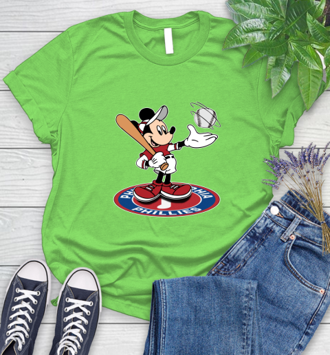 MLB Baseball Philadelphia Phillies Cheerful Mickey Disney Shirt Women's T-Shirt 10