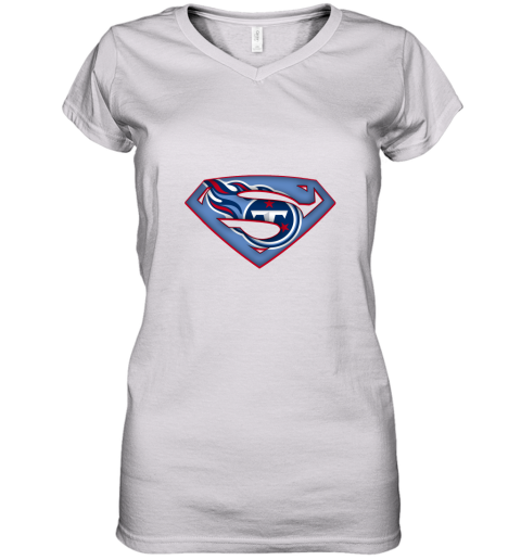 We Are Undefeatable The Tennessee Titans x Superman NFL Women's V-Neck T-Shirt