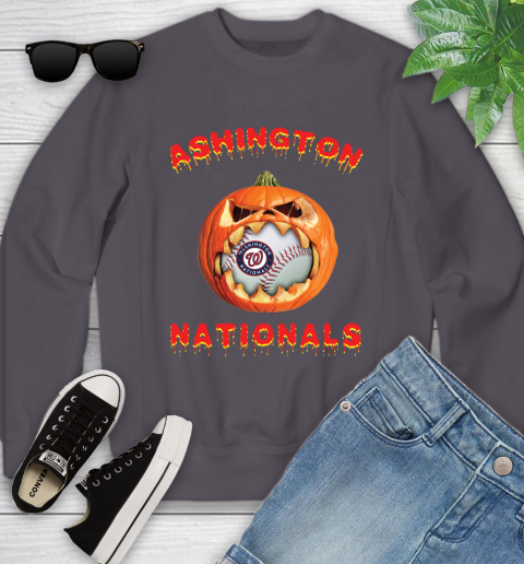 MLB Washington Nationals Halloween Pumpkin Baseball Sports Youth Sweatshirt 6