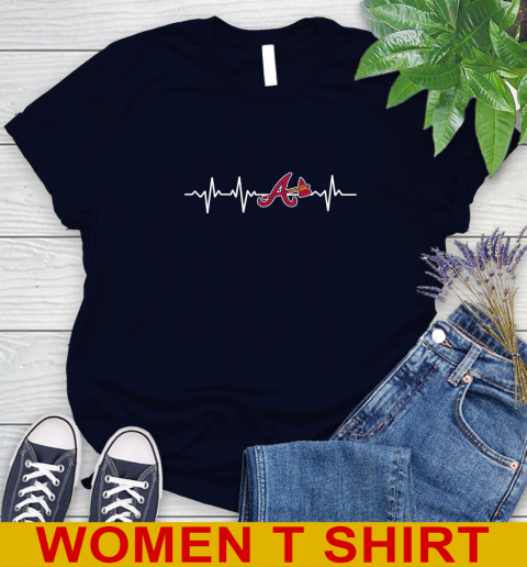 Atlanta Braves MLB Baseball Heart Beat Shirt Women's T-Shirt 2