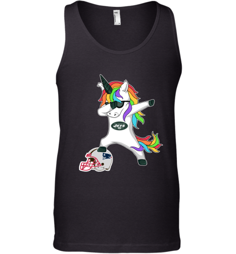Football Dabbing Unicorn Steps On Helmet New York Jets Tank Top