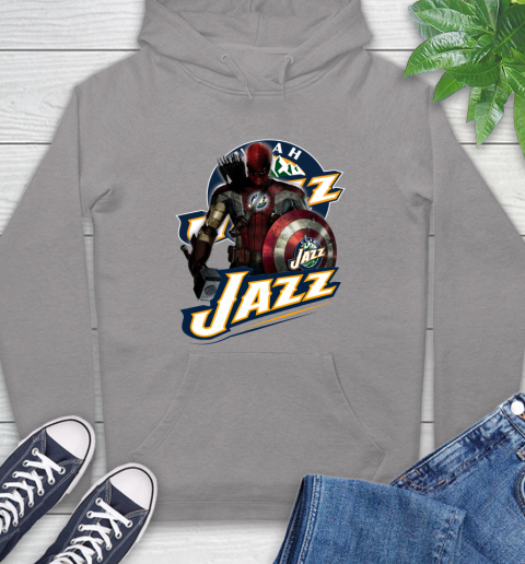 Utah Jazz NBA Basketball Captain America Thor Spider Man Hawkeye Avengers Hoodie 6
