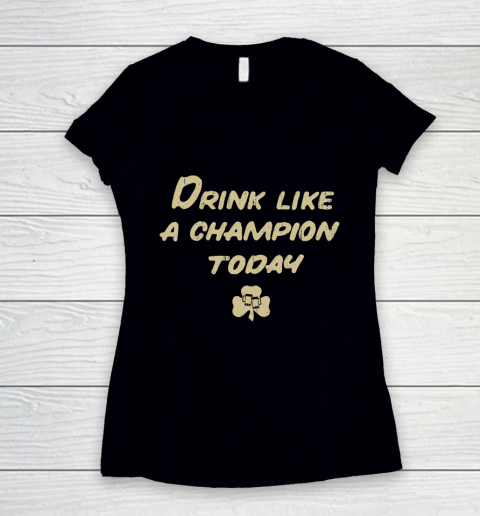 Beer Lover Funny Shirt Drink Like a Champion  South Bend Style Dark Blue Women's V-Neck T-Shirt