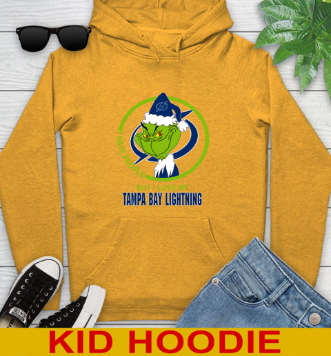 Tampa Bay Lightning NHL Christmas Grinch I Hate People But I Love My Favorite Hockey Team Youth Hoodie 3