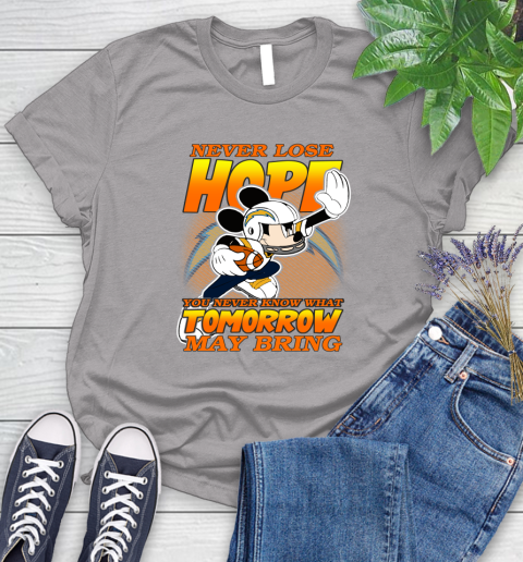 Los Angeles Chargers NFL Football Mickey Disney Never Lose Hope Women's T-Shirt 5