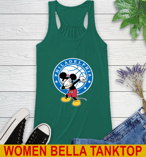 Philadelphia 76ers NBA Basketball Dabbing Mickey Disney Sports Racerback Tank 7