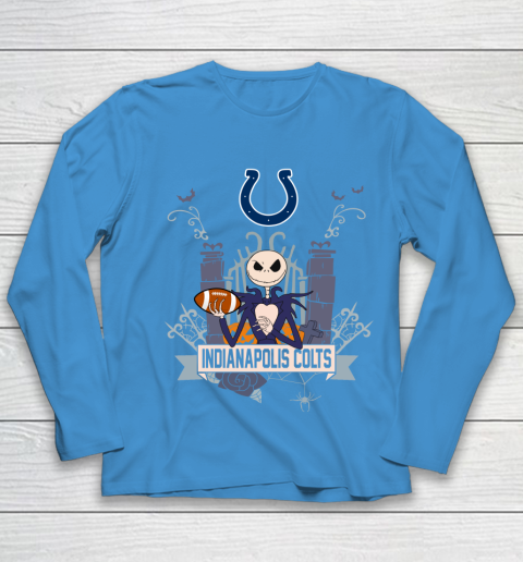 NFL Indianapolis Colts Football Jack Skellington Halloween Youth Long Sleeve 5