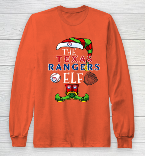 Texas Rangers Christmas ELF Funny MLB Long Sleeve T-Shirt 3