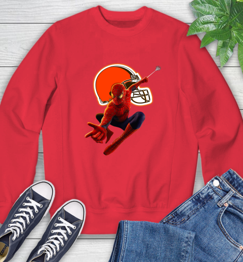NFL Spider Man Avengers Endgame Football Cleveland Browns Sweatshirt 10