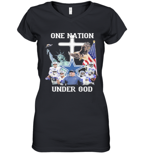 Dallas Cowboys One Nation Under God Women's V-Neck T-Shirt