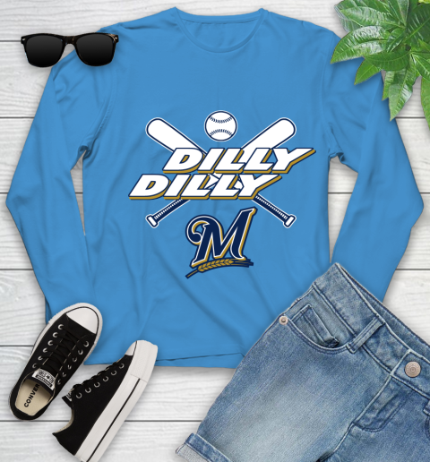 MLB Milwaukee Brewers Dilly Dilly Baseball Sports Youth Long Sleeve 7