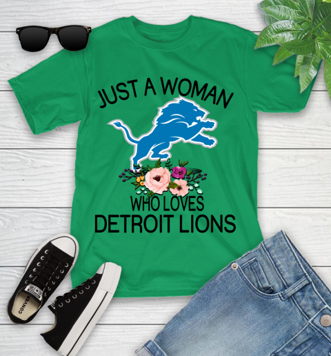 NFL Just A Woman Who Loves Detroit Lions Football Sports Youth T-Shirt 3
