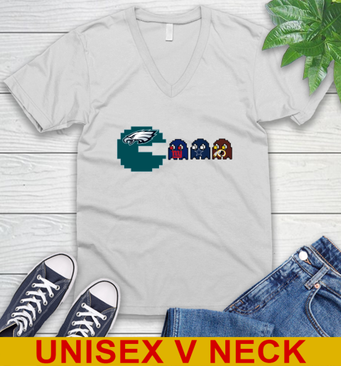 Philadelphia Eagles NFL Football Pac Man Champion V-Neck T-Shirt