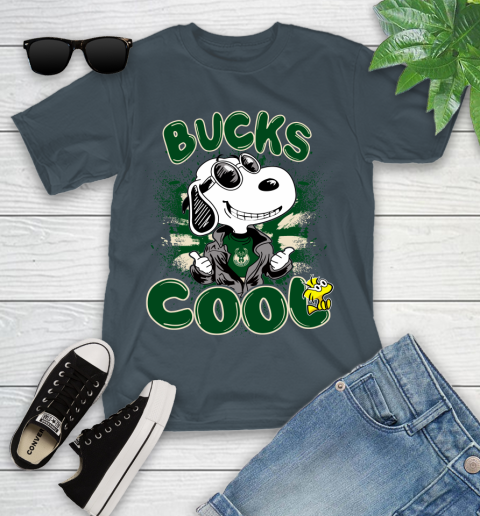 NBA Basketball Milwaukee Bucks Cool Snoopy Shirt Youth T-Shirt 9