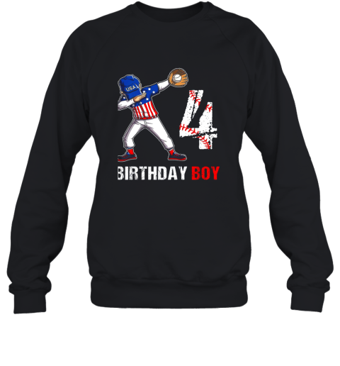 Kids 4 Years Old 4th Birthday Baseball Dabbing Shirt Gift Party Sweatshirt
