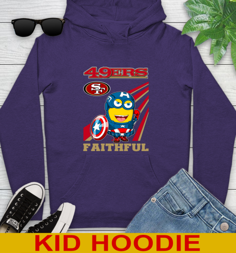 NFL Football San Francisco 49ers Captain America Marvel Avengers Minion Faithful Shirt Youth Hoodie 5