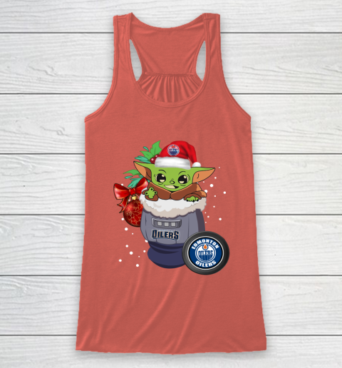 Edmonton Oilers Christmas Baby Yoda Star Wars Funny Happy NHL Racerback Tank 4