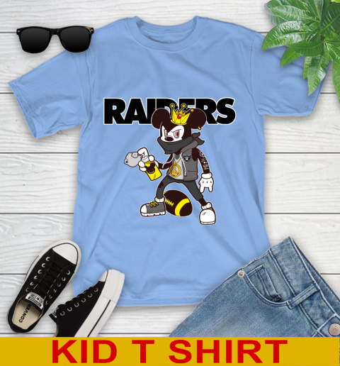 Oakland Raiders NFL Football Mickey Peace Sign Sports Youth T-Shirt 11