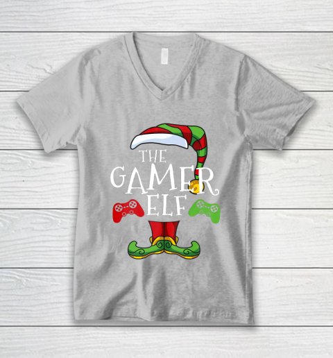 Gamer Elf Family Matching Christmas Funny Gaming Pajama V-Neck T-Shirt 3