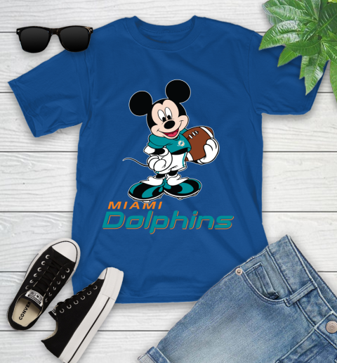 NFL Football Miami Dolphins Cheerful Mickey Mouse Shirt Youth T-Shirt 9