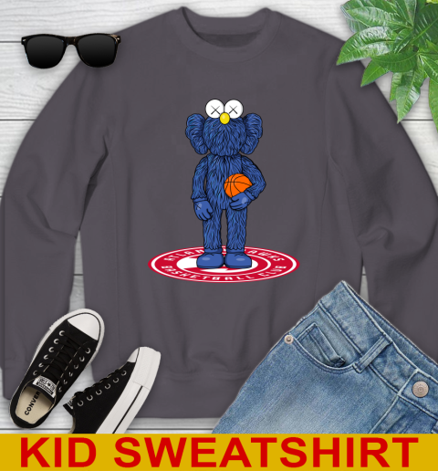 NBA Basketball Atlanta Hawks Kaws Bff Blue Figure Shirt Youth Sweatshirt 6