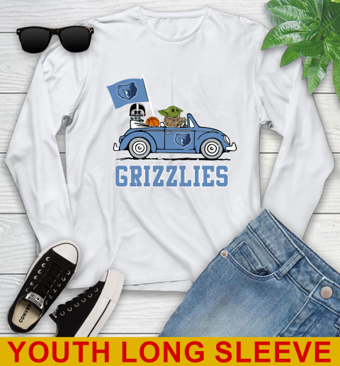 NBA Basketball Memphis Grizzlies Darth Vader Baby Yoda Driving Star Wars Shirt Youth Long Sleeve