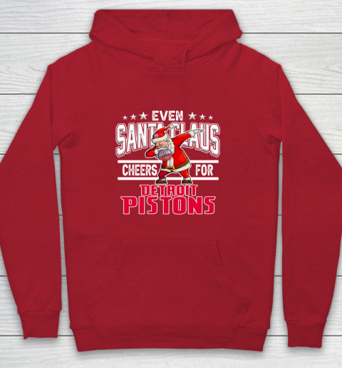Detroit Pistons Even Santa Claus Cheers For Christmas NBA Youth Hoodie 7