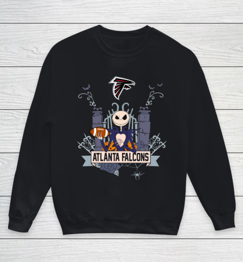 NFL Atlanta Falcons Football Jack Skellington Halloween Youth Sweatshirt