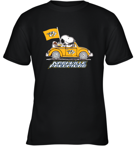 Snoopy And Woodstock Ride The Nasville Predators Car NHL Youth T-Shirt