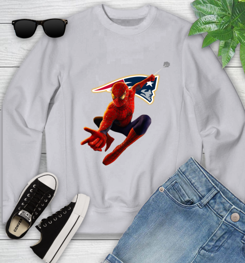 NFL Spider Man Avengers Endgame Football New England Patriots Youth Sweatshirt 4
