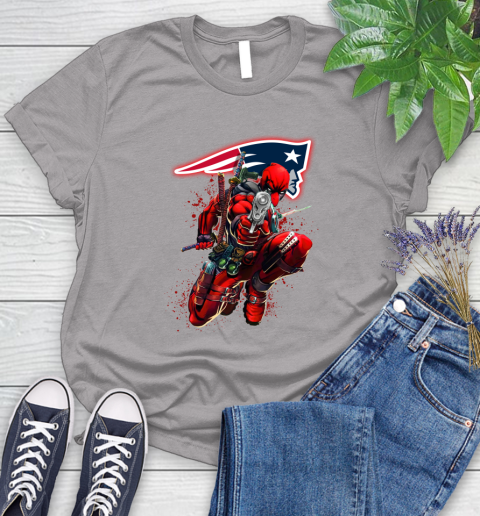 NFL Deadpool Marvel Comics Sports Football New England Patriots Women's T-Shirt 5