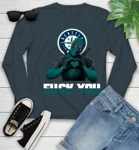 MLB Seattle Mariners Deadpool Love You Fuck You Baseball Sports Youth Long Sleeve 9