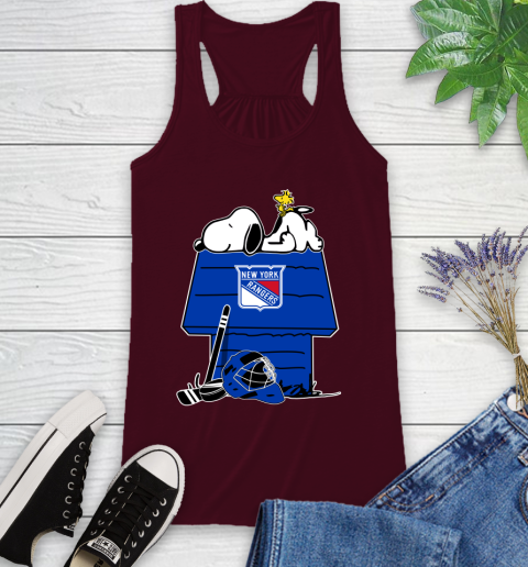 New York Rangers NHL Hockey Snoopy Woodstock The Peanuts Movie Racerback Tank 3