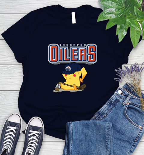 NHL Pikachu Hockey Sports Edmonton Oilers Women's T-Shirt 3