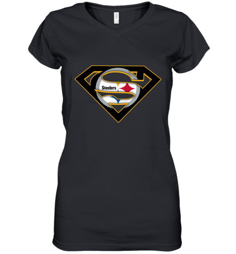 We Are Undefeatable The Pittsburg Steelers x Superman NFL Women's V-Neck T-Shirt
