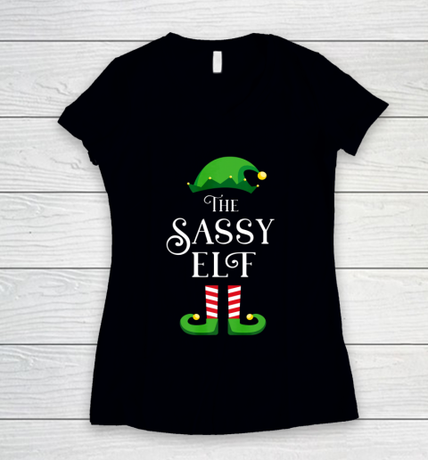 The Sassy Elf Matching Family Group Christmas Gift Women's V-Neck T-Shirt