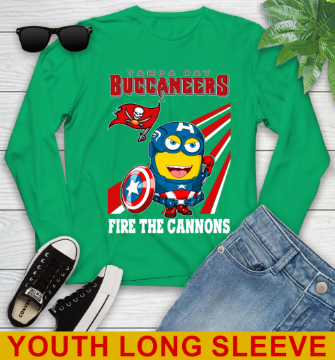 NFL Football Tampa Bay Buccaneers Captain America Marvel Avengers Minion Shirt Youth Long Sleeve 7