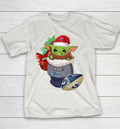 Los Angeles Rams Christmas Baby Yoda Star Wars Funny Happy NFL Youth T-Shirt 11